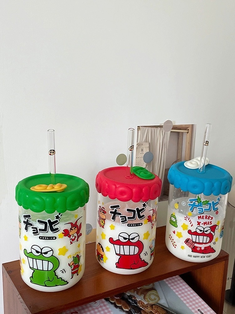 #預購 BJY STORE 蠟筆小新 印花玻璃管杯 環保杯