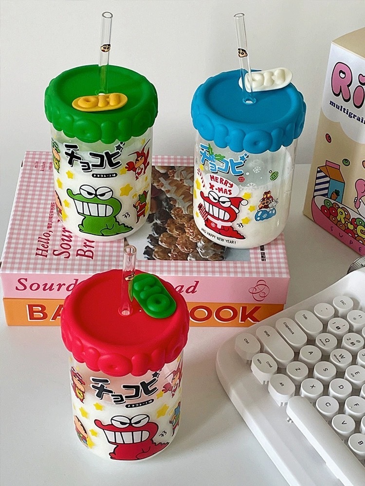 #預購 BJY STORE 蠟筆小新 印花玻璃管杯 環保杯