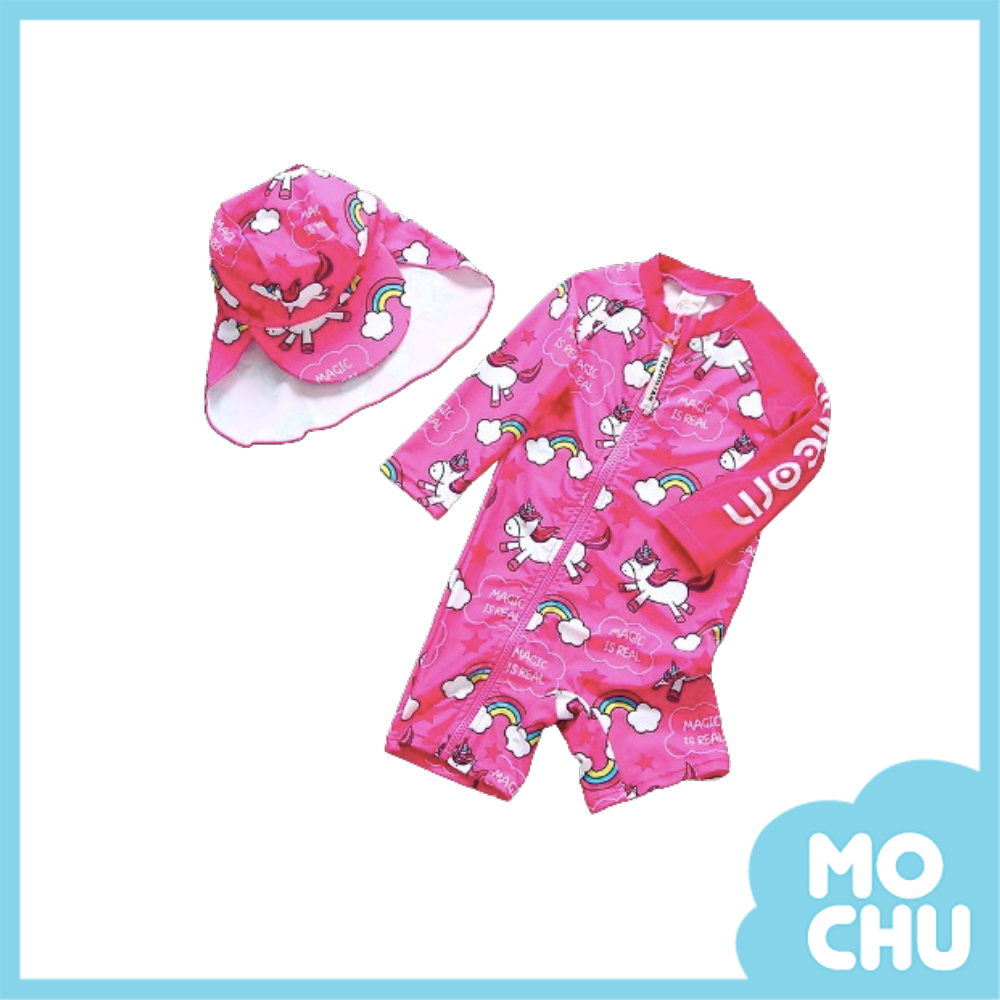 彩虹獨角獸連身泳衣(送防曬帽)