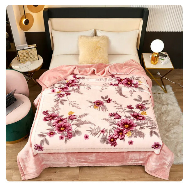 Popular double-layer thickened blanket, warm double-sided fur flannel blanket, coral fleece blanket 140x190cm 1.5kg (22 styles)