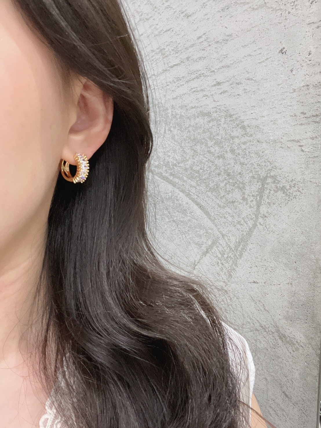 簍空線條迷 鋯石你耳環(925銀針)(金/銀)