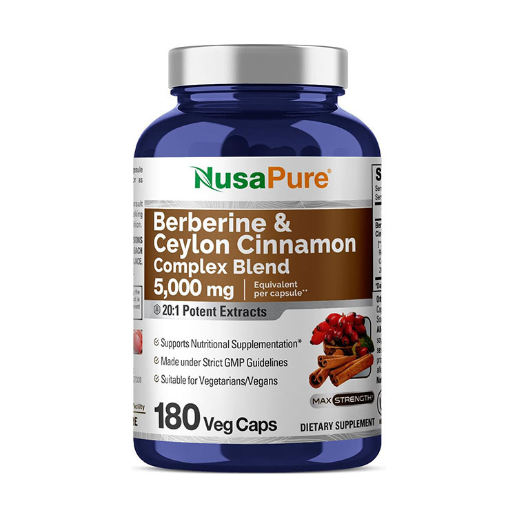 NusaPure Berberine with Ceylon Cinnamon 5000mg 180 Veggie Capsules