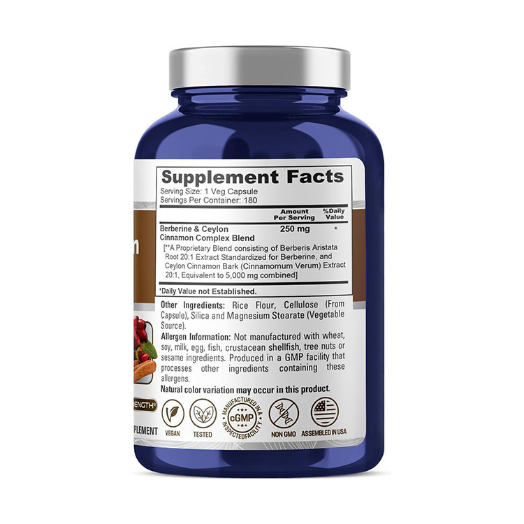 NusaPure Berberine with Ceylon Cinnamon 5000mg 180 Veggie Capsules