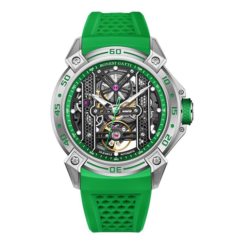 【Bonest Gatti 布加迪】Universe宇宙系列 BG5805 夜光 鏤空 雙蜂巢 機械錶-