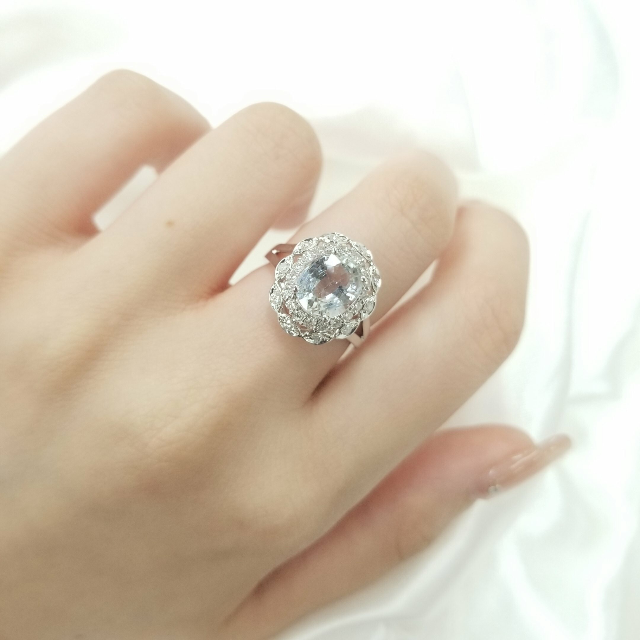 18K White Gold 3.04ct Sapphire and Diamond Ring