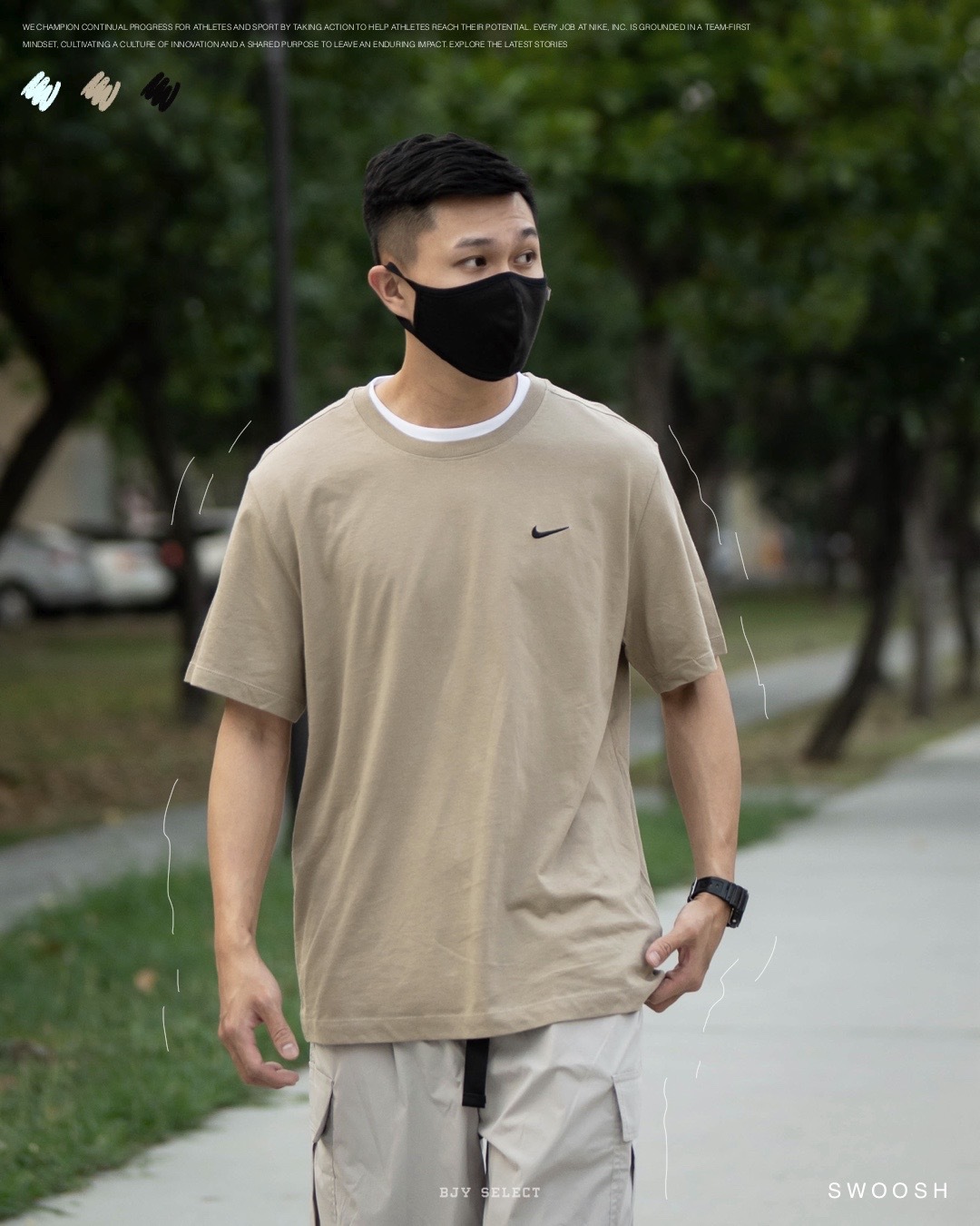 #現貨 NIKE SWOOSH 刺繡LOGO 胸前小勾 短袖 BV0508-247 棕色