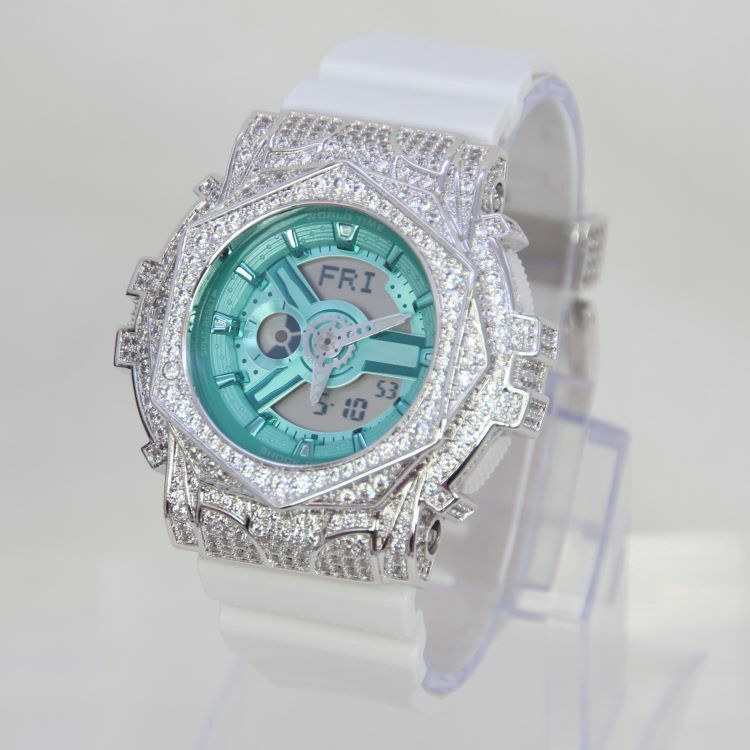 銀色 改裝手錶 BA-110XWS-7A - 玫瑰