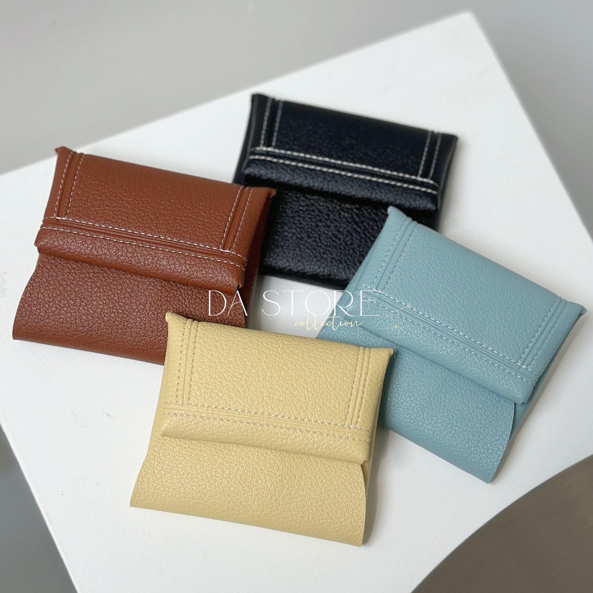 荔枝紋撞色車線零錢短夾/四色