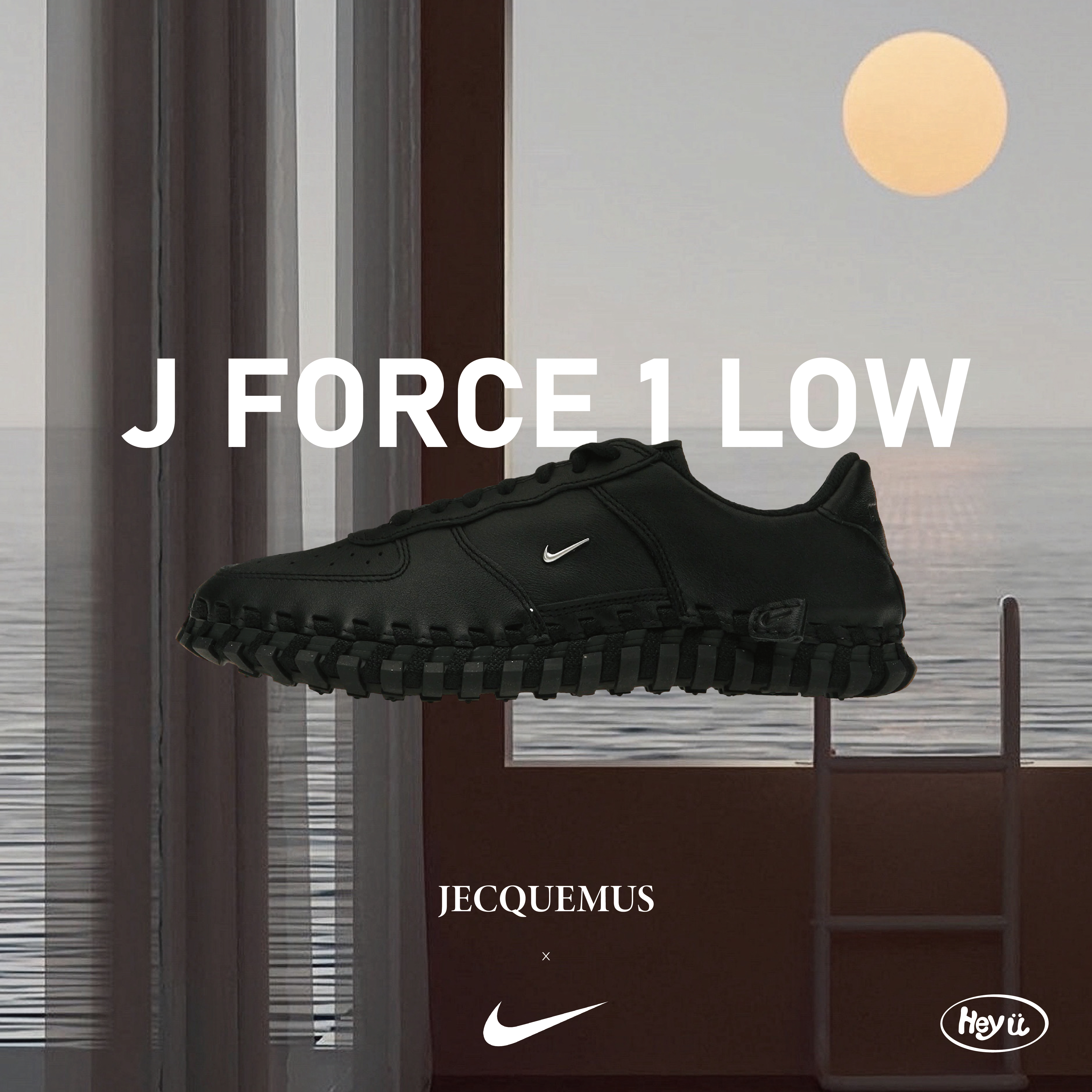 [ØZI女友JANE同款] JECQUEMUS X NIKE J FORCE 1 LOW (黑色)