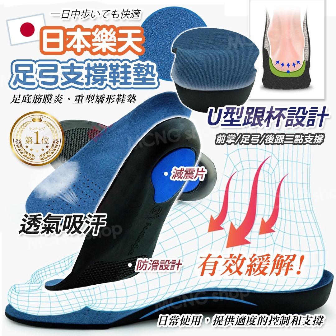 [2FC7052] [現貨] (L1)日本樂天機能全日足弓支撐鞋墊
