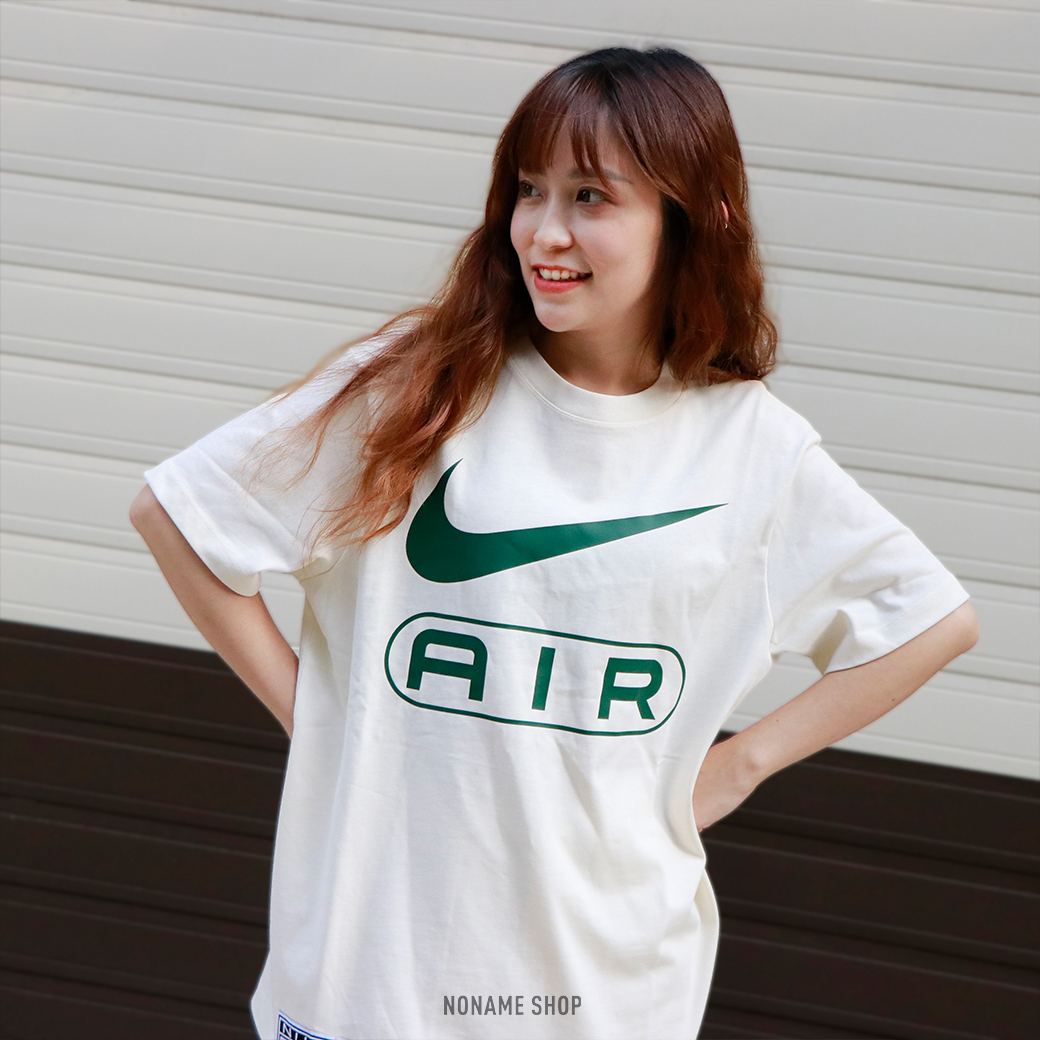 NIKE 大AIR LOGO 短袖 米白綠 (女款)
