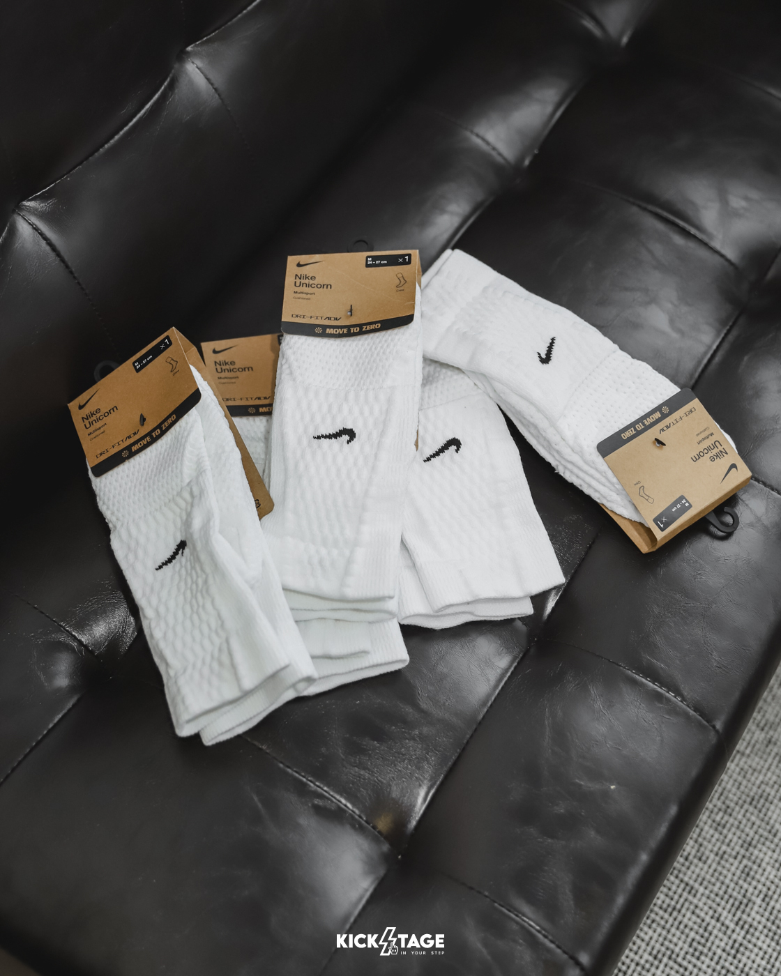 NIKE UNICORN Dri-FIT ADV CUSHIONED CREW SOCKS 白色 格狀網布 紋路 緩震 長襪 中筒襪【FZ3399-100】JA