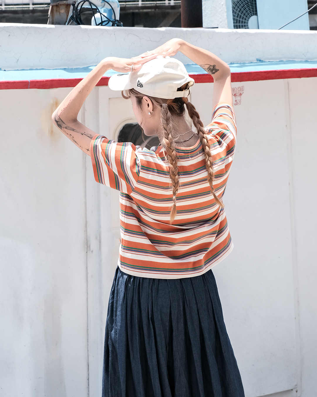 粗幼橫紋拼色Tee