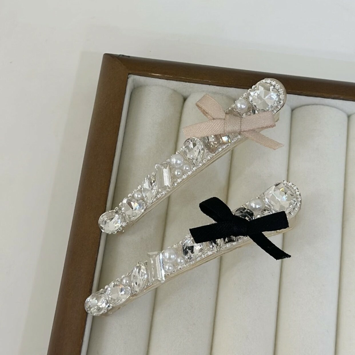 G14珍珠水鑽蝴蝶結壓夾（單支）