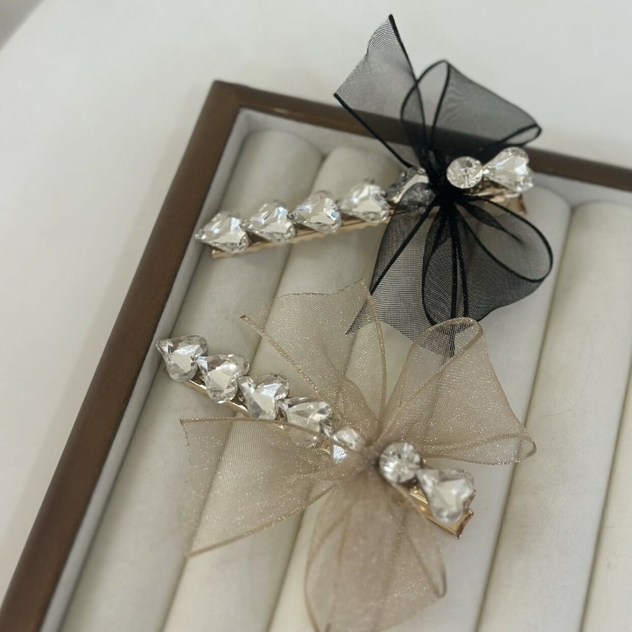 G18愛心鑽蝴蝶結壓夾（單支）