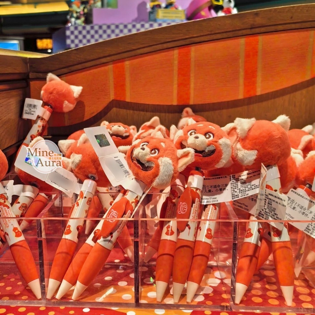 紅熊貓 美美 Meilin 絨毛大頭搖頭 圓珠筆 青春養成記 Turning Red -上海迪士尼樂園