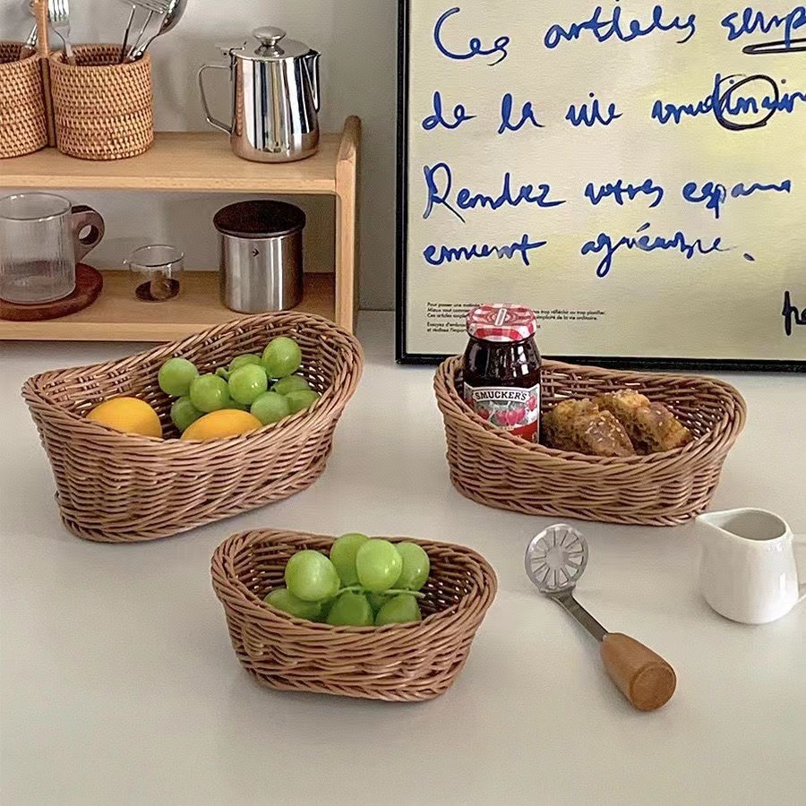 《4220》手工藤編水果點心小收納籃