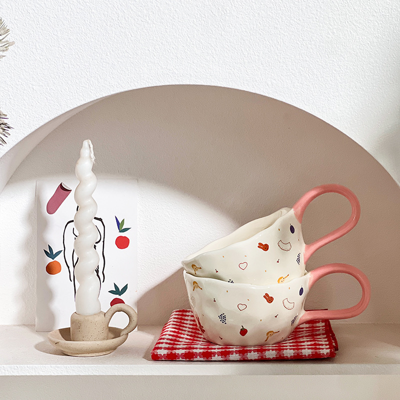 《4222》韓國波浪燕麥陶瓷馬克杯300ML