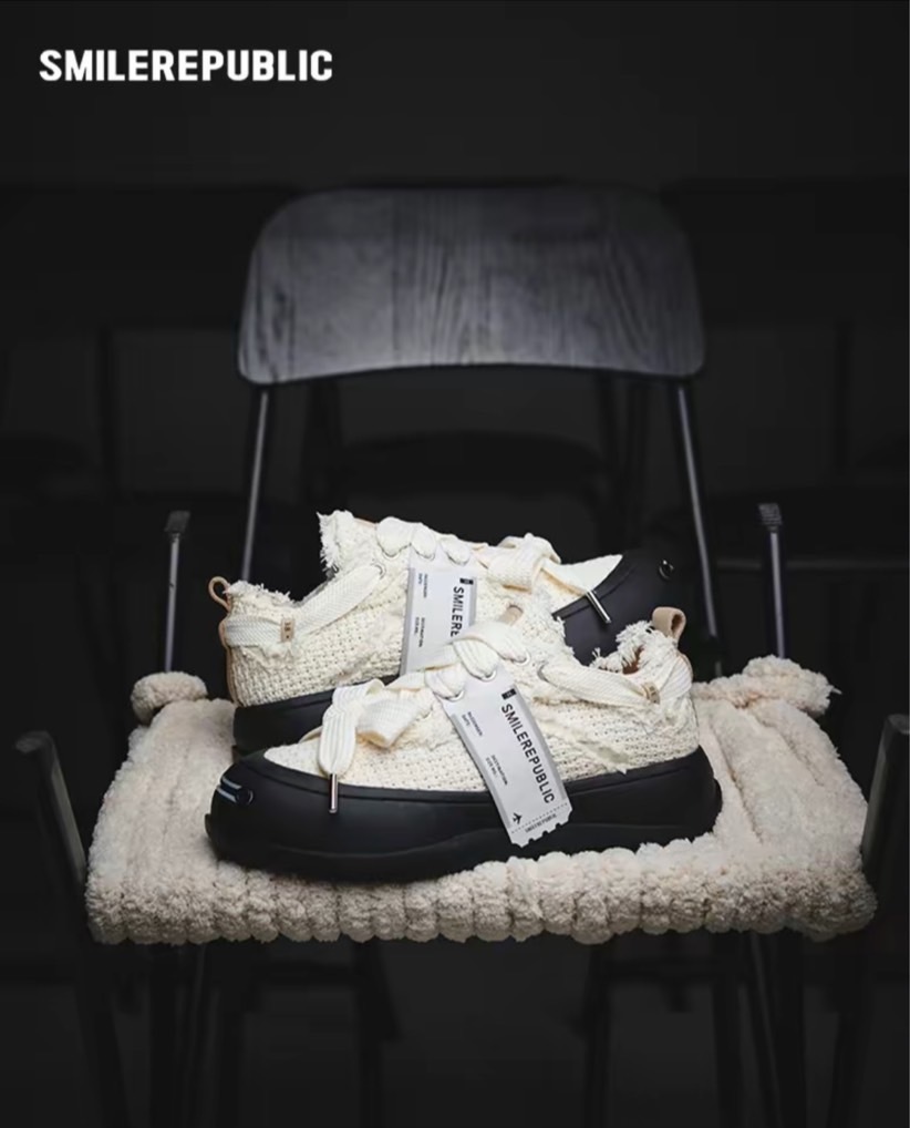 SMILEREPUBLIC 開口笑 白色 小香風 厚底 帆布鞋 SR20230101063