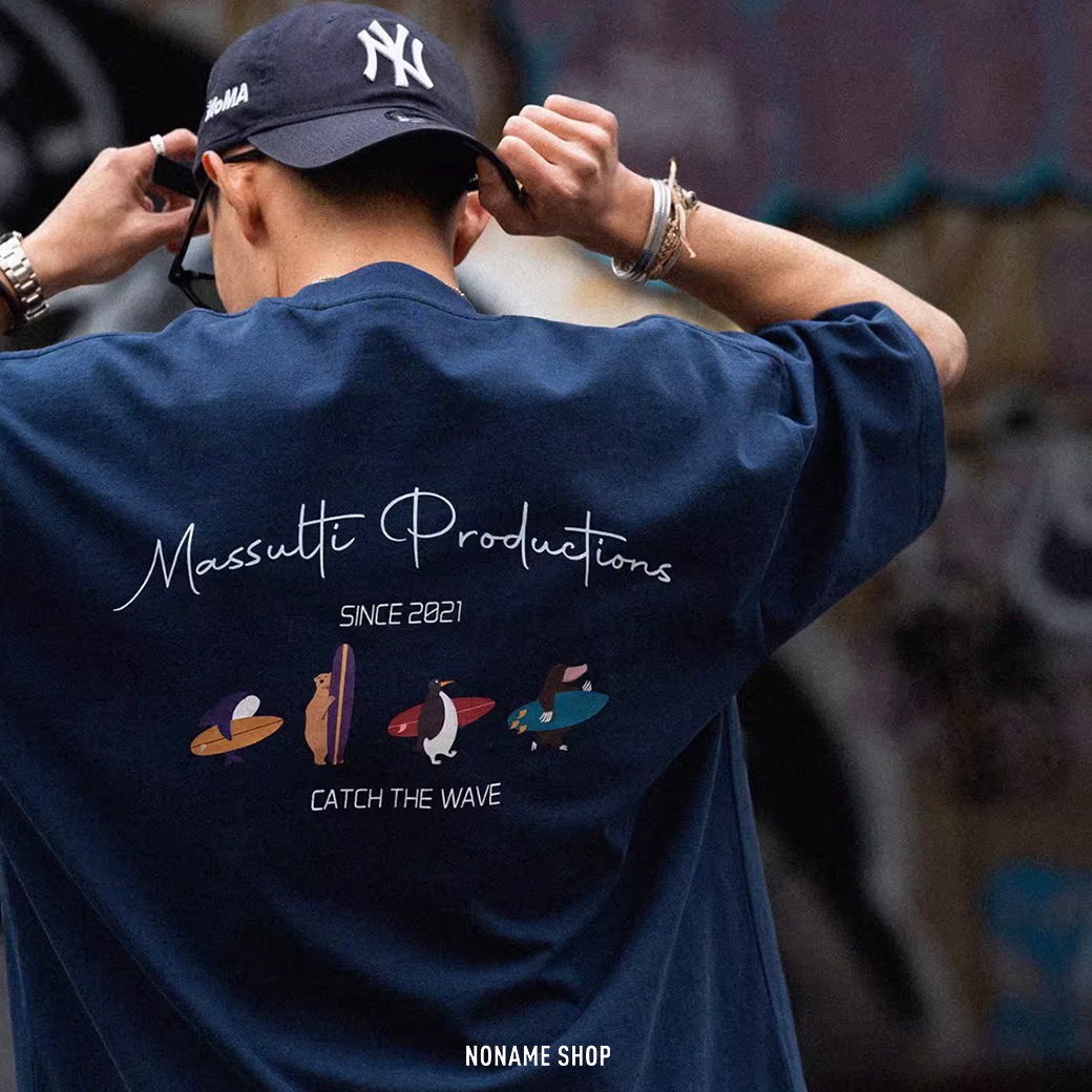 MASSULTI 衝浪 童趣 印花 LOGO 短袖 兩色 (男款)