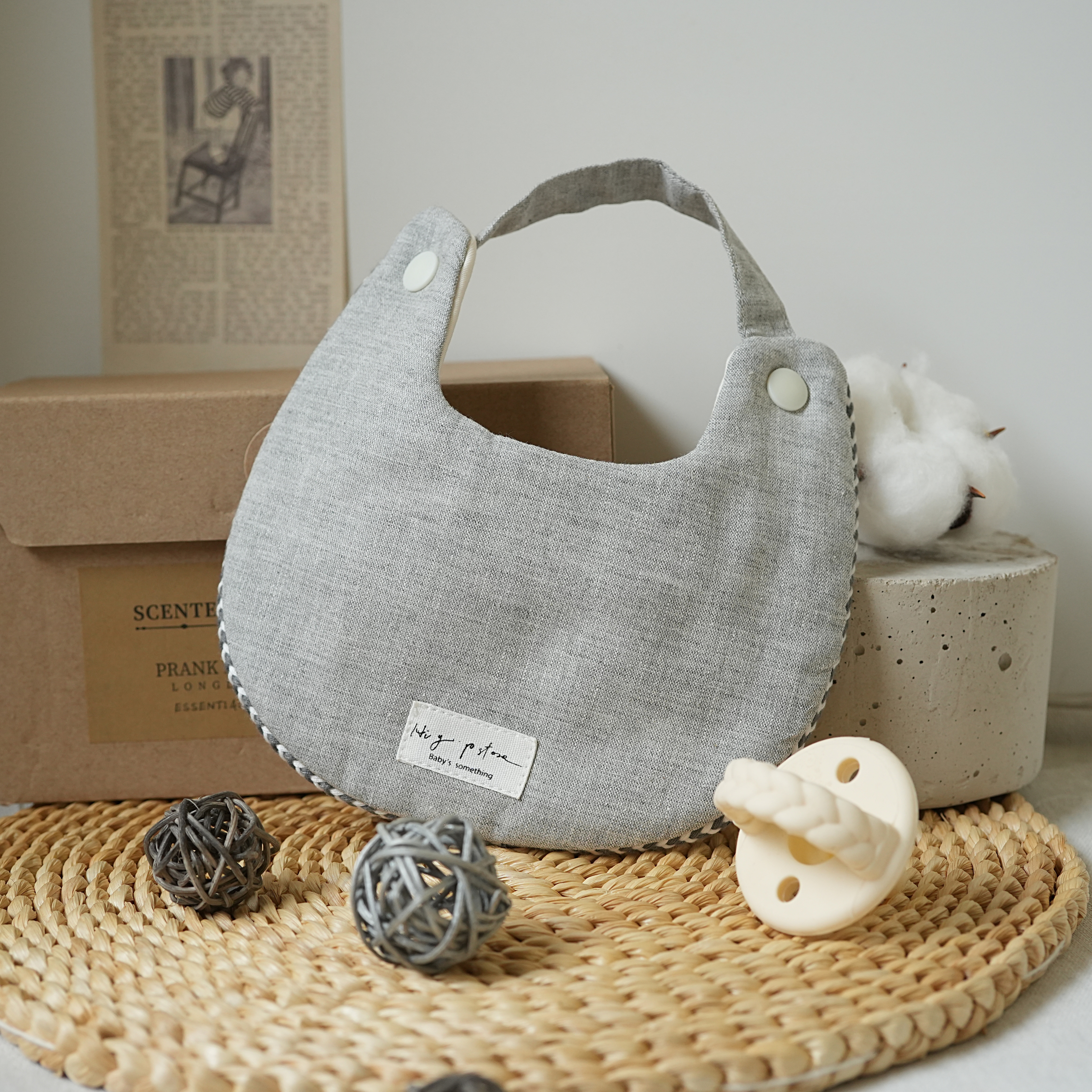 Hi Y.P store-手作圍兜-亞麻灰