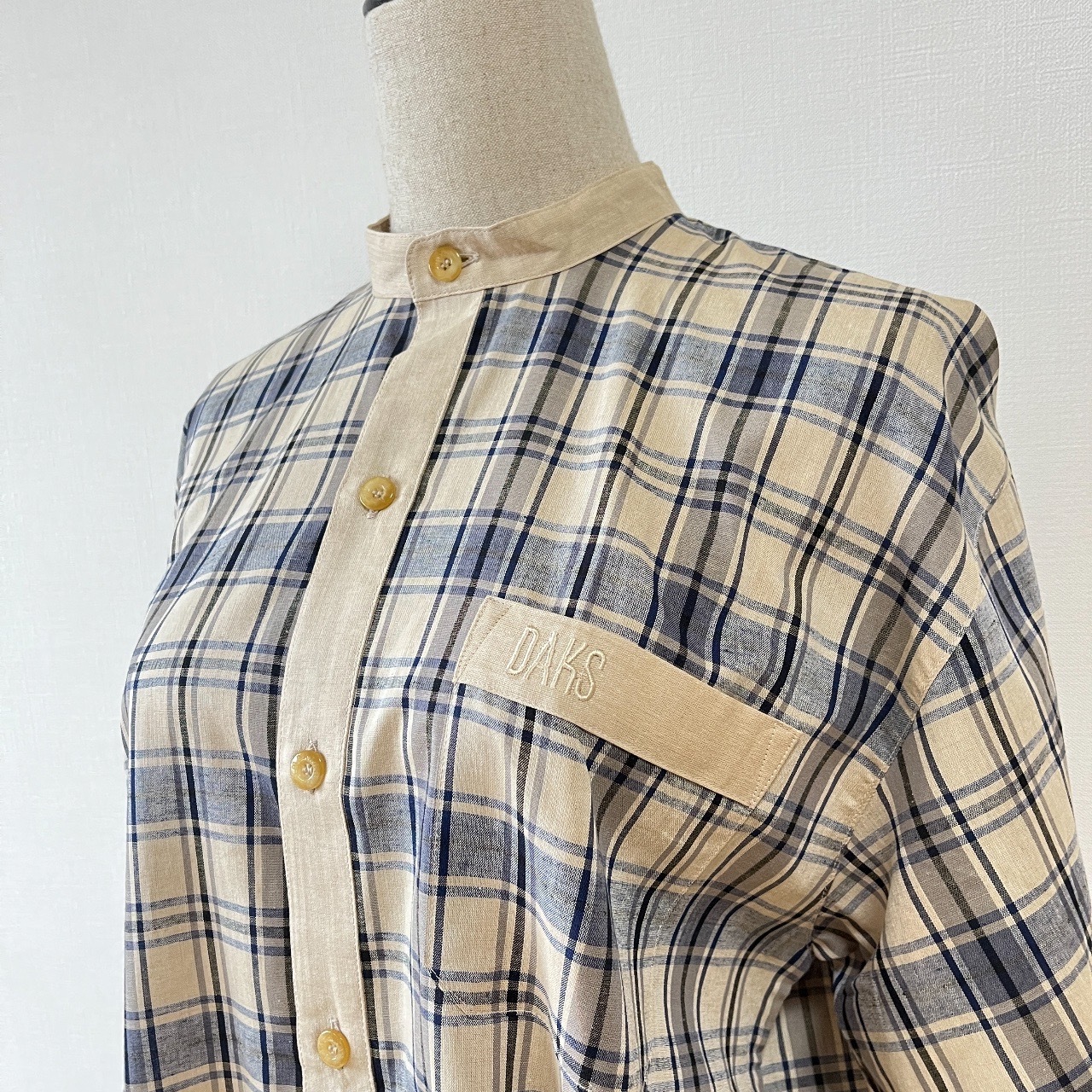 DAKS 藍色格紋短袖連身裙