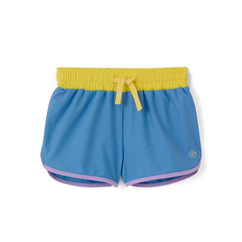 粉彩藍 Blue Java | 海廢再生 抗UV兒童防曬游泳短褲