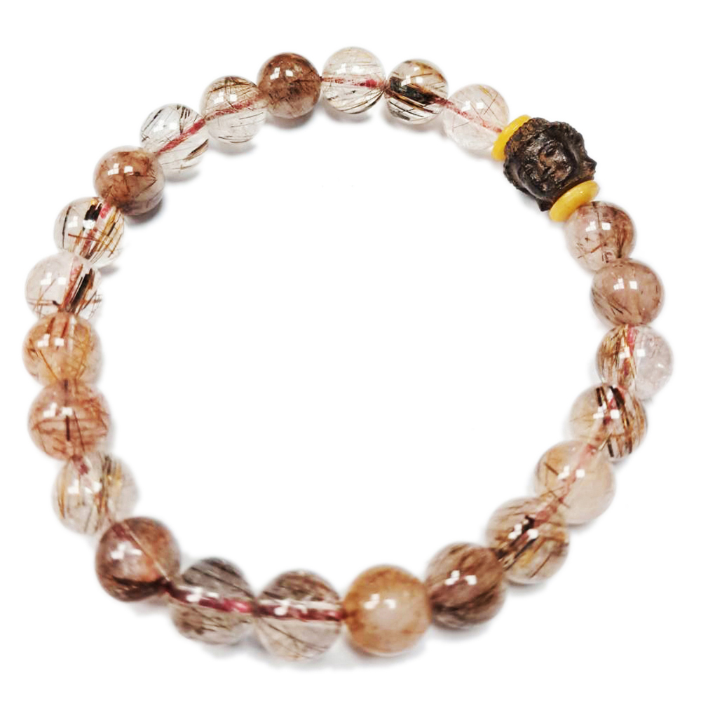 佛首{土沉木雕}+銅鈦晶手珠7mm【十方】135197