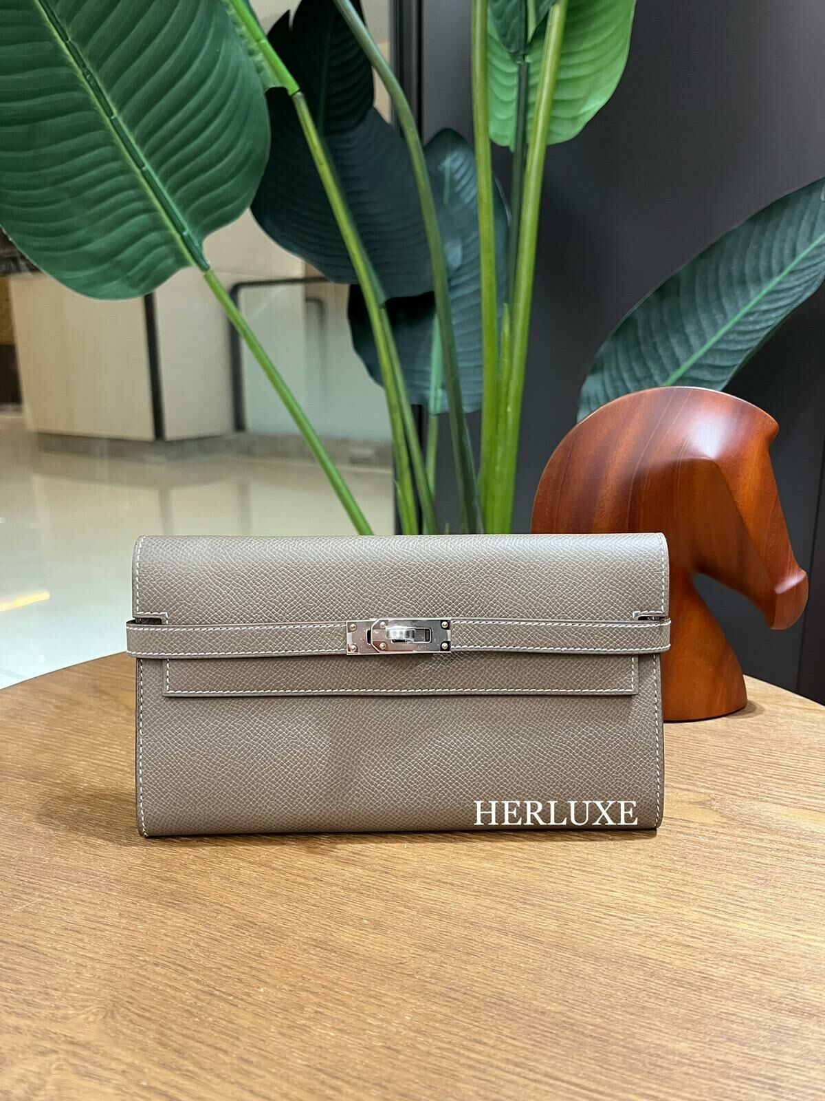 Kelly long wallet 18 etoupe ck epsom