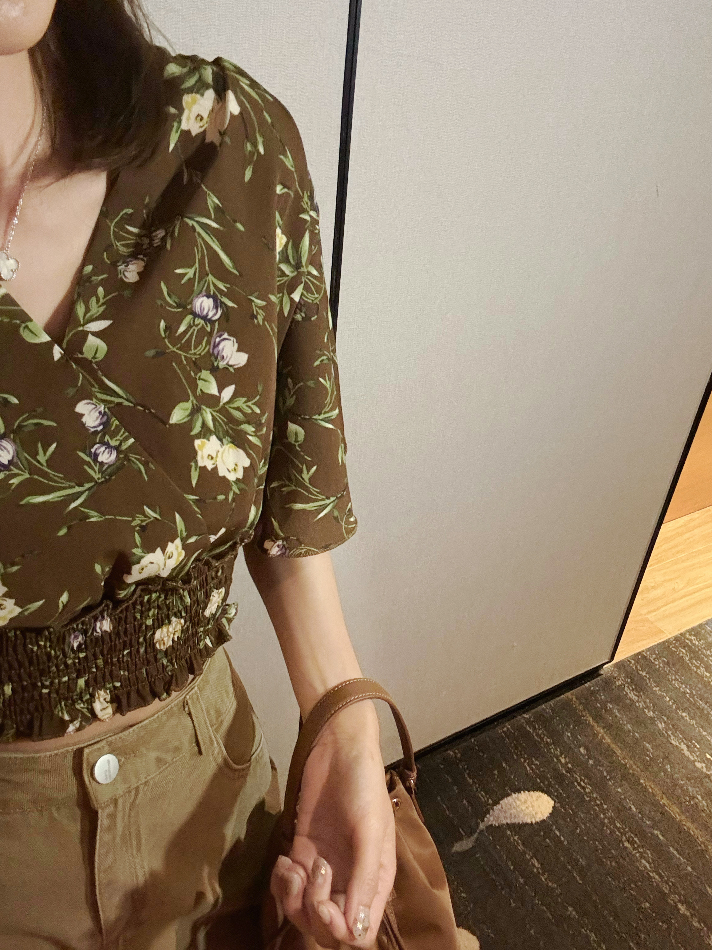 Floral Print Frill Sleeve Cropped Top_TP235L076