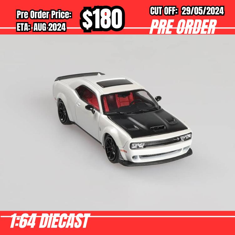 PO-$180 * Stance Hunter * 1:64 Challenger SRT Hellcat White w/carbon hood [OD23/05]