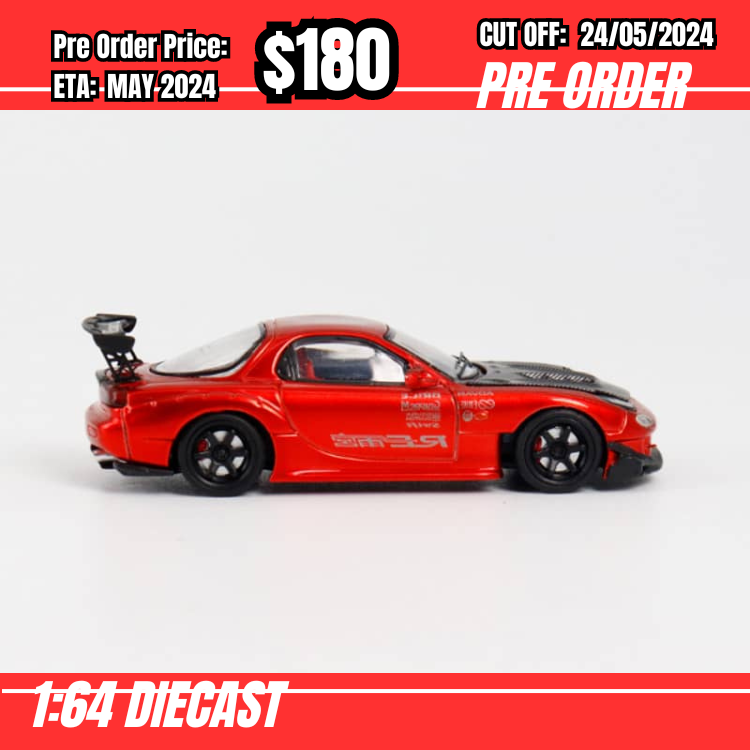PO-$180 * Master * 1:64 RX-7 FD3s Re-Amemiya Open Hood Red [OD23/05]