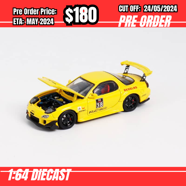 PO-$180 * Master * 1:64 RX-7 FD3s Re-Amemiya Open Hood Yellow [OD23/05]