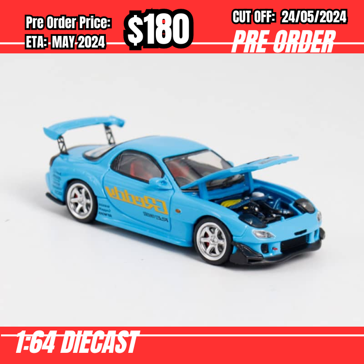 PO-$180 * Master * 1:64 RX-7 FD3s Re-Amemiya Open Hood Blue [OD23/05]
