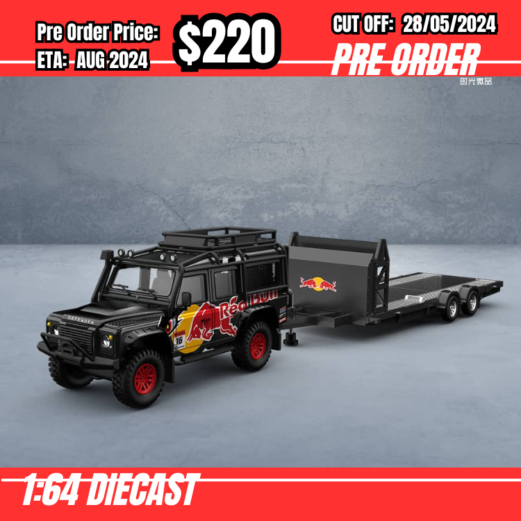 PO-$220 * Time Micro * 1:64 Defender 110 Red Bull w/trailer [OD23/05]