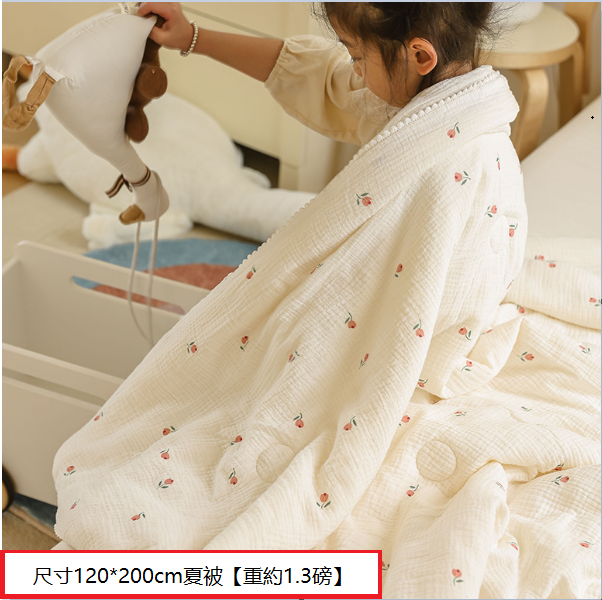 熱推純棉雙層紗兒童被(花束【吸濕-透氣-不悶熱】）(尺寸120*200cm夏被【重約1.3磅】)