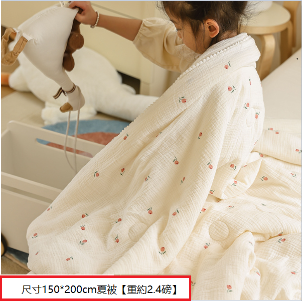 熱推純棉雙層紗兒童被(花束【吸濕-透氣-不悶熱】）(尺寸150*200cm夏被【重約2.4磅】)