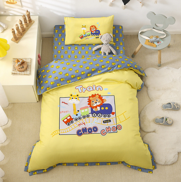 Hotly recommended pure cotton children's quilt cover + cushion cover + pillowcase (Shakele-Yellow [Class A quality]) (three-piece set does not include core)