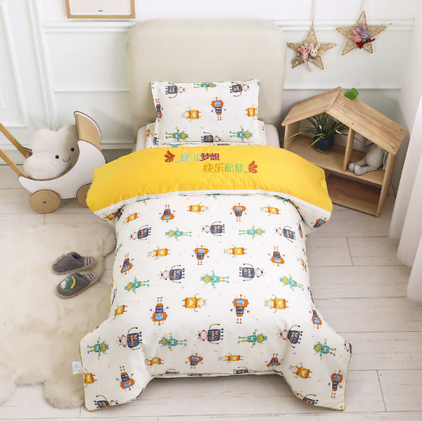 Hotly recommended pure cotton children's quilt cover + cushion cover + pillowcase (little machine master) (three-piece set does not include core)