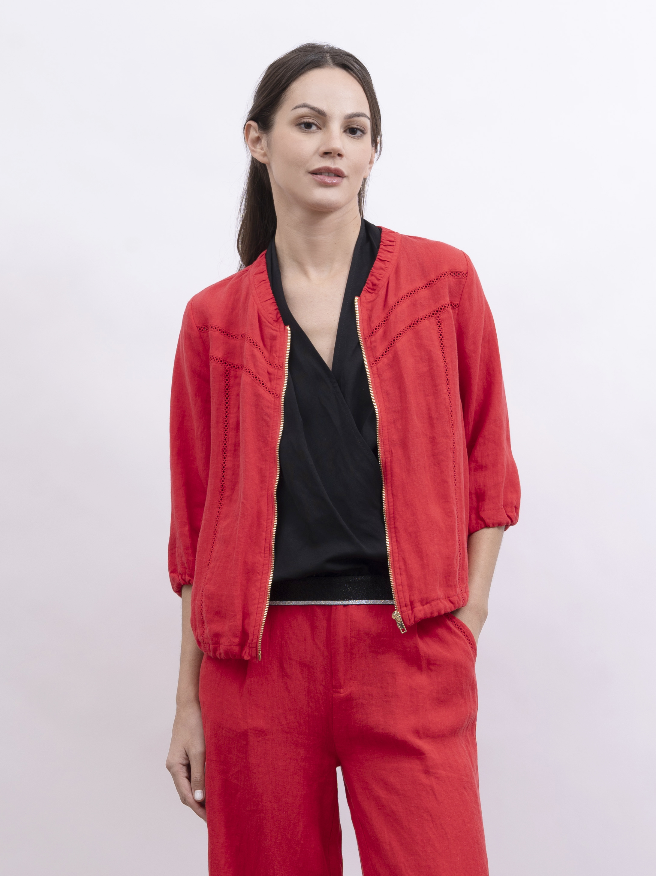 mi-tu 亞麻拉鏈防曬外套