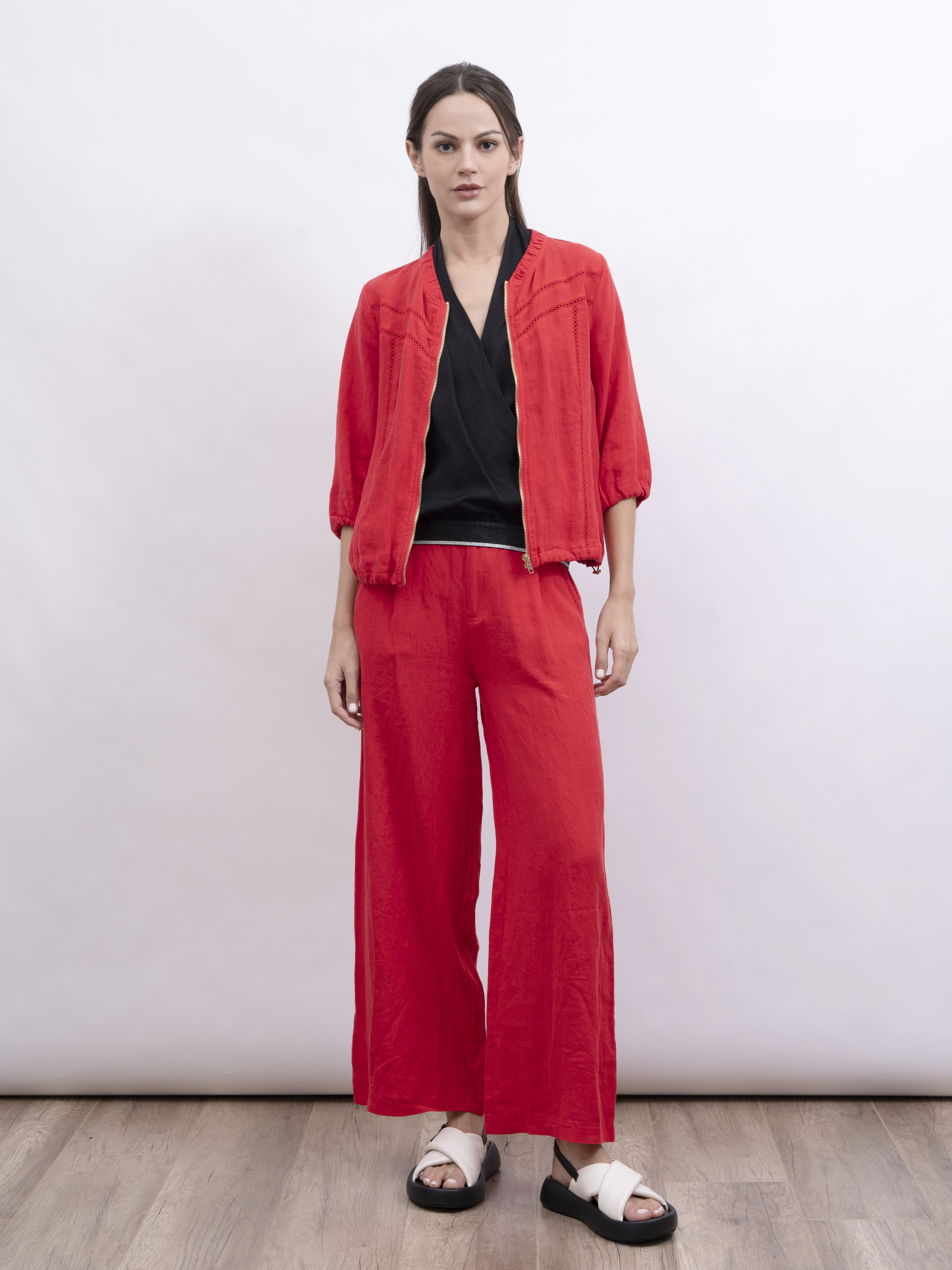 mi-tu 亞麻拉鏈防曬外套