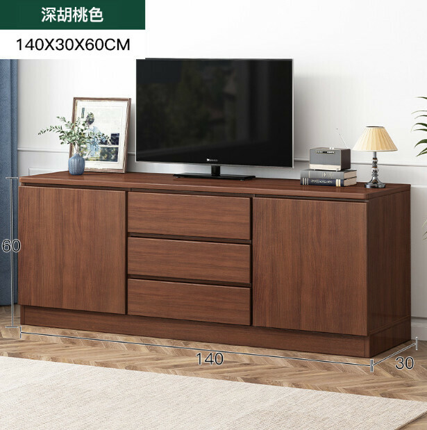 新款小戶型客廳收納牆櫃電視機櫃[【兩門3抽款】140*30*60深胡桃色]