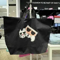 S] KARL LAGERFELD 23WW3043 K/KOCKTAIL CANVAS SHOPPER,BLACK