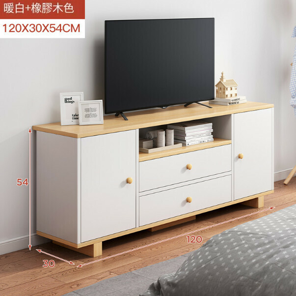 新款小戶型簡約地櫃房間電視櫃[【升級加固方腿】120CM 四門 白+橡膠木色]