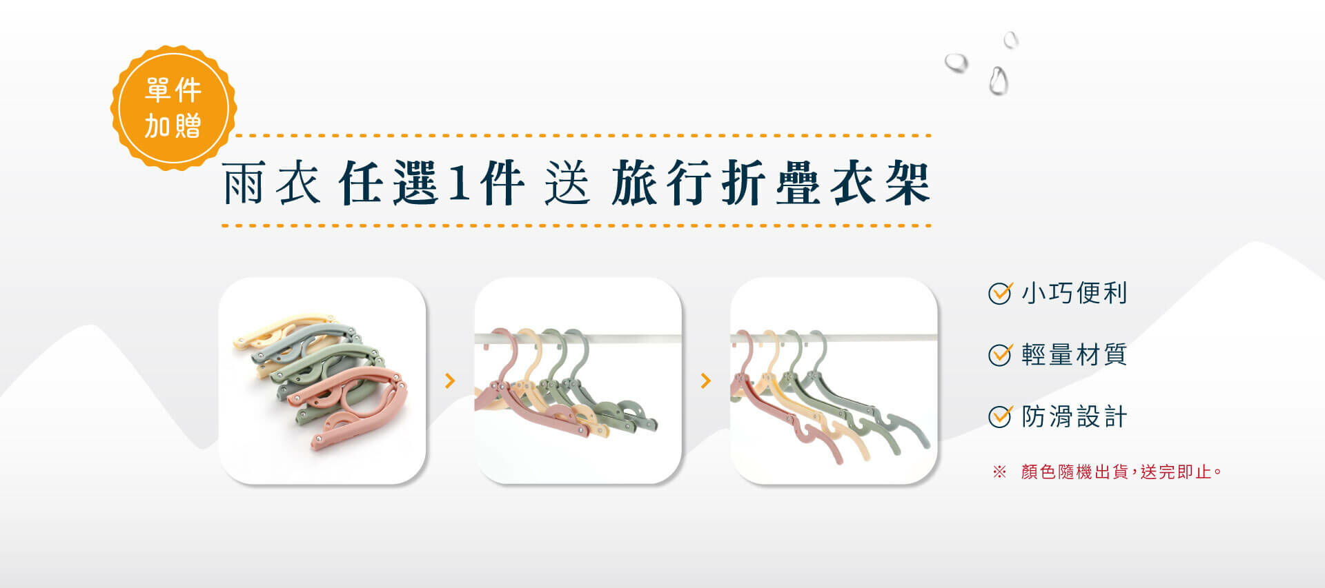 雨衣任選1件，加贈旅行折疊衣架。