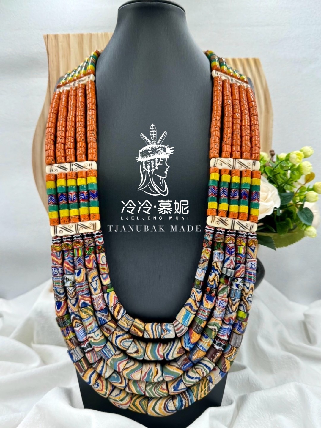 W-No.30傳統花珠五排長鍊98cm