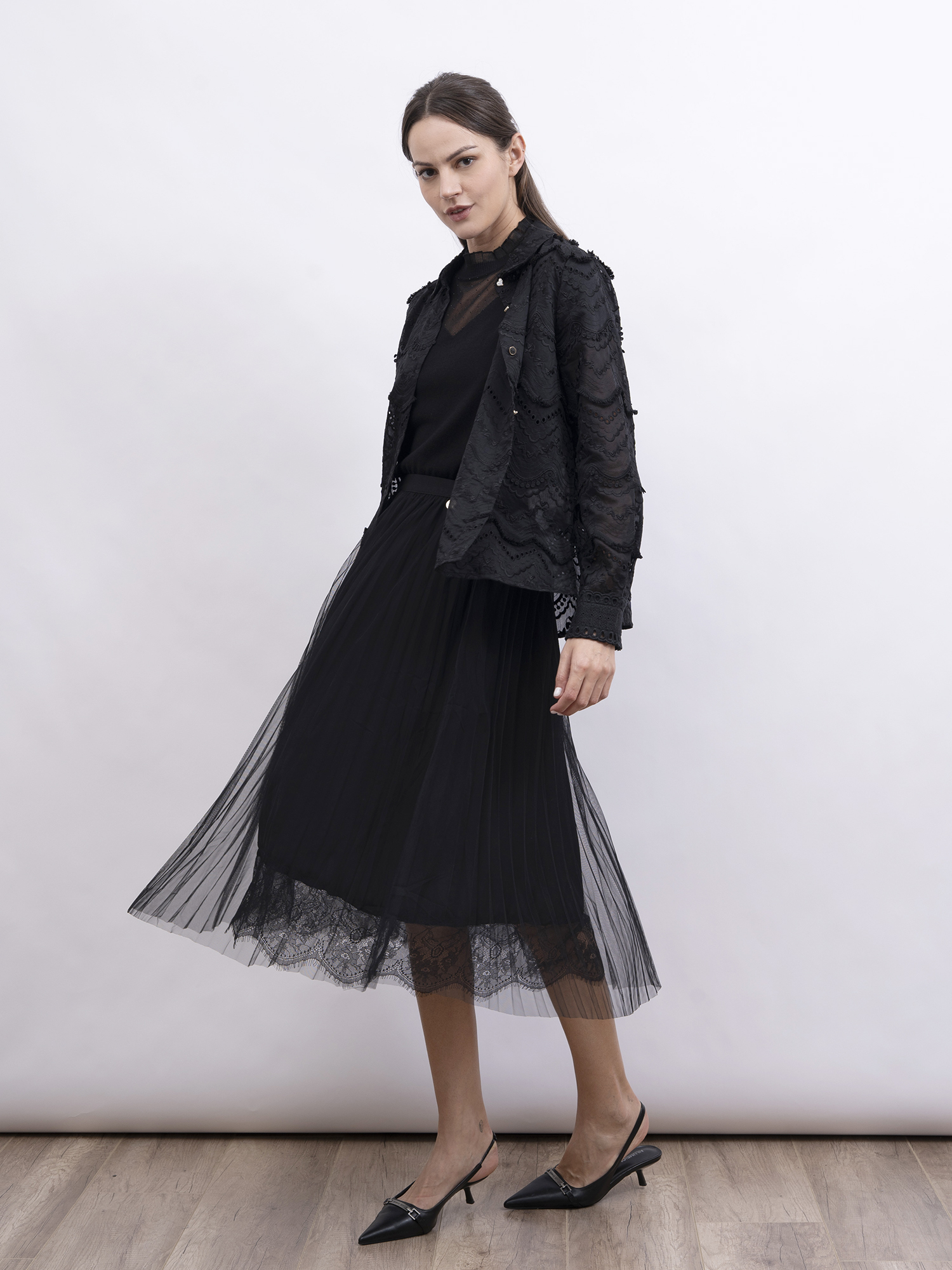 mi-tu 網紗百褶半身裙