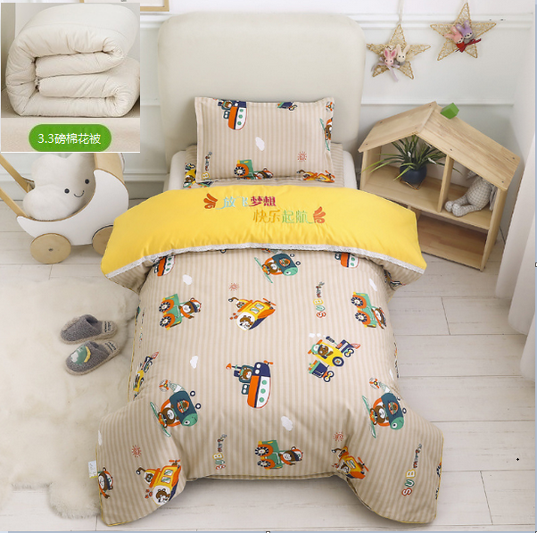 Hotly recommended pure cotton children's quilt cover + cushion cover + pillowcase (Happy Little Rider) (3.3 pounds cotton six-piece set [covered with cloth])