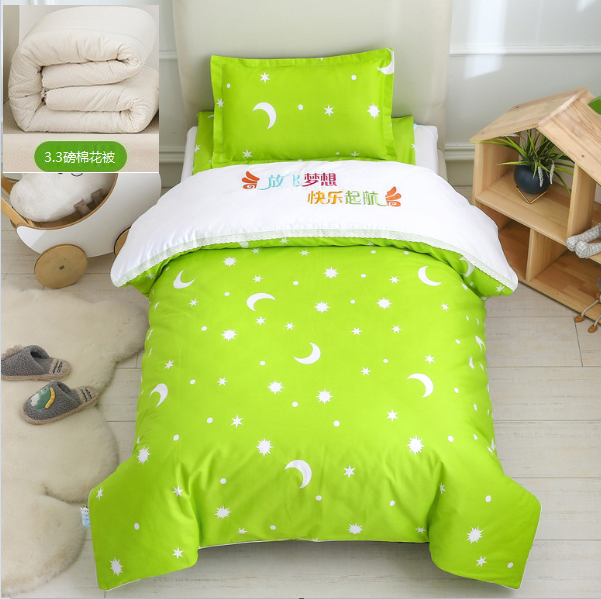 Hotly recommended pure cotton children's quilt cover + cushion cover + pillowcase (Dream Starry Sky) (3.3 pounds cotton six-piece set [covered with cloth])
