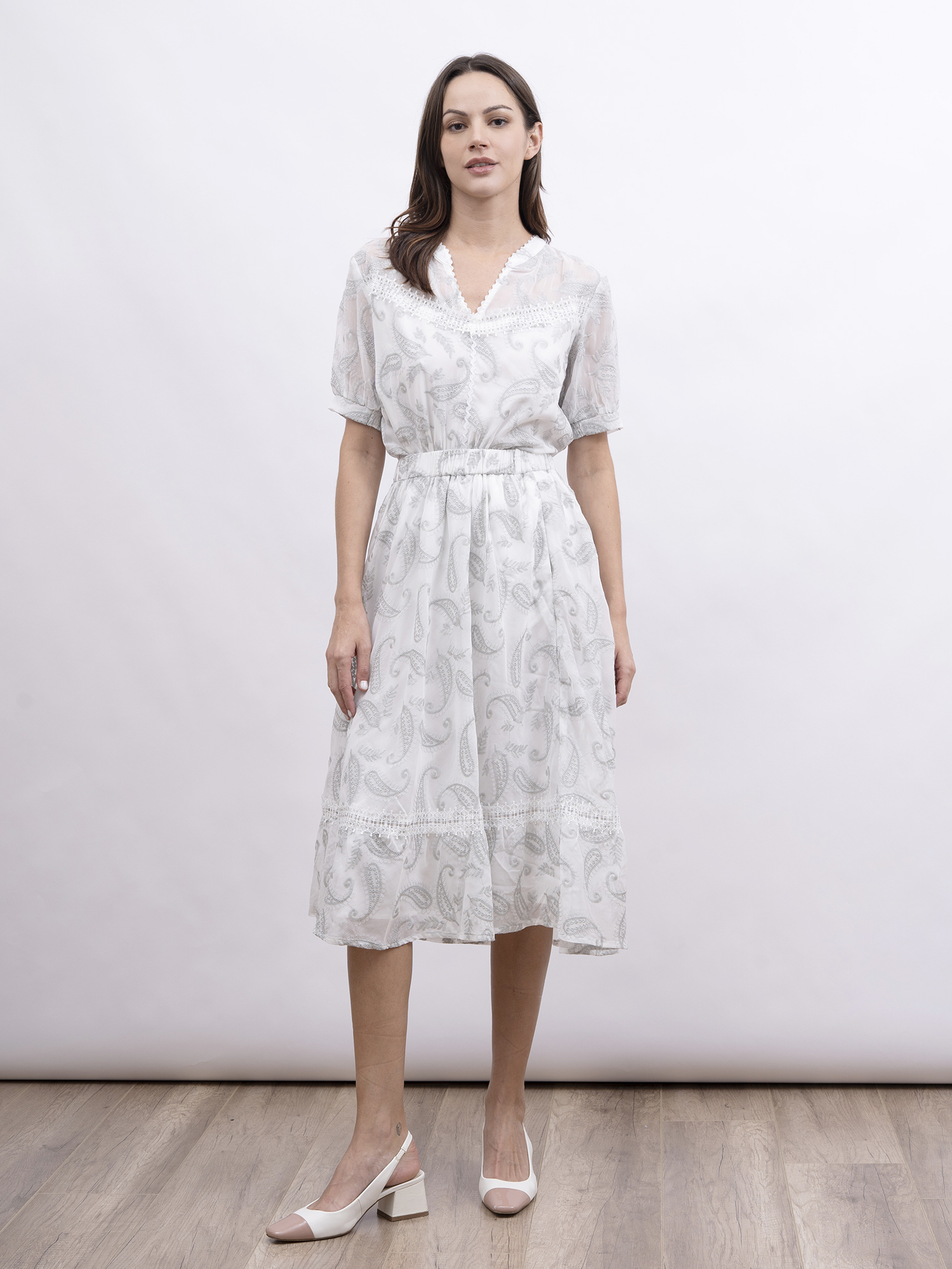 mi-tu 腰果印花半身裙